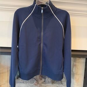 SPANX airpique Jacket (timeless navy) with white Trim NWT large